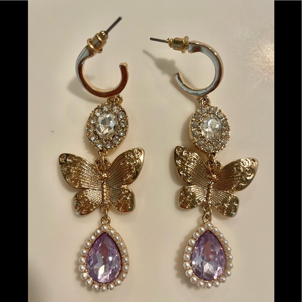 River Island butterfly jewel charm earrings